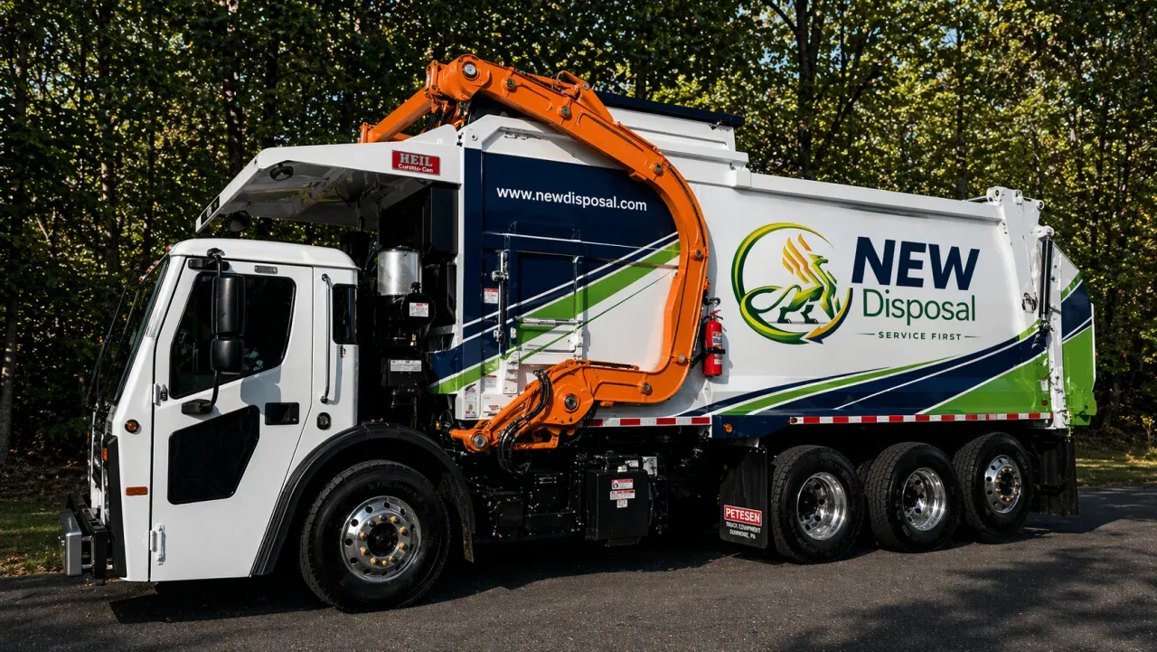 NEW Disposal branded side-loader truck in service