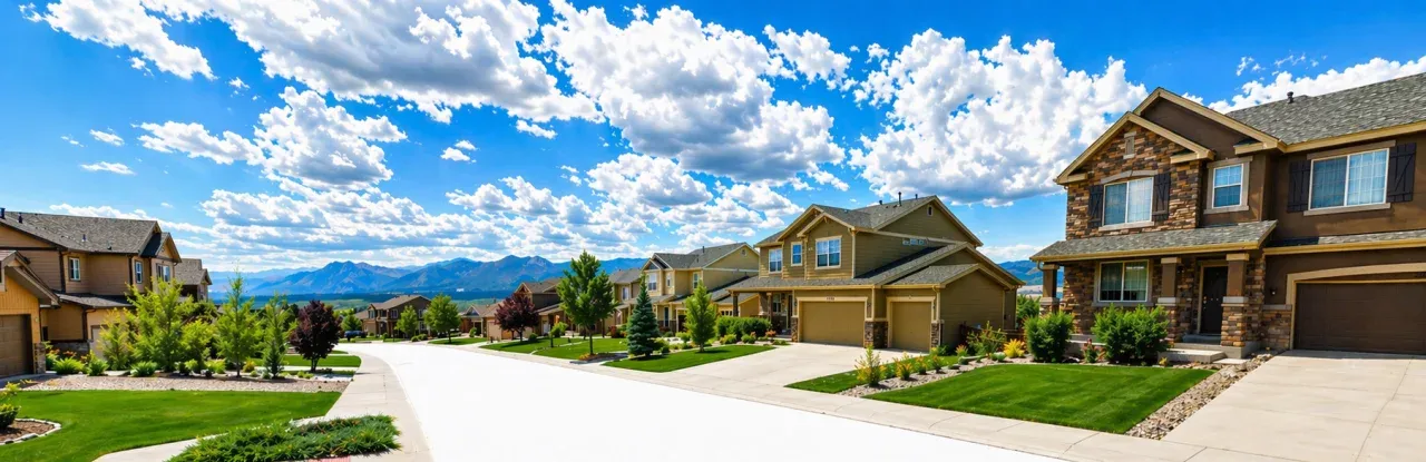 Residential neighborhood served by NEW Disposal with mountains in the distance